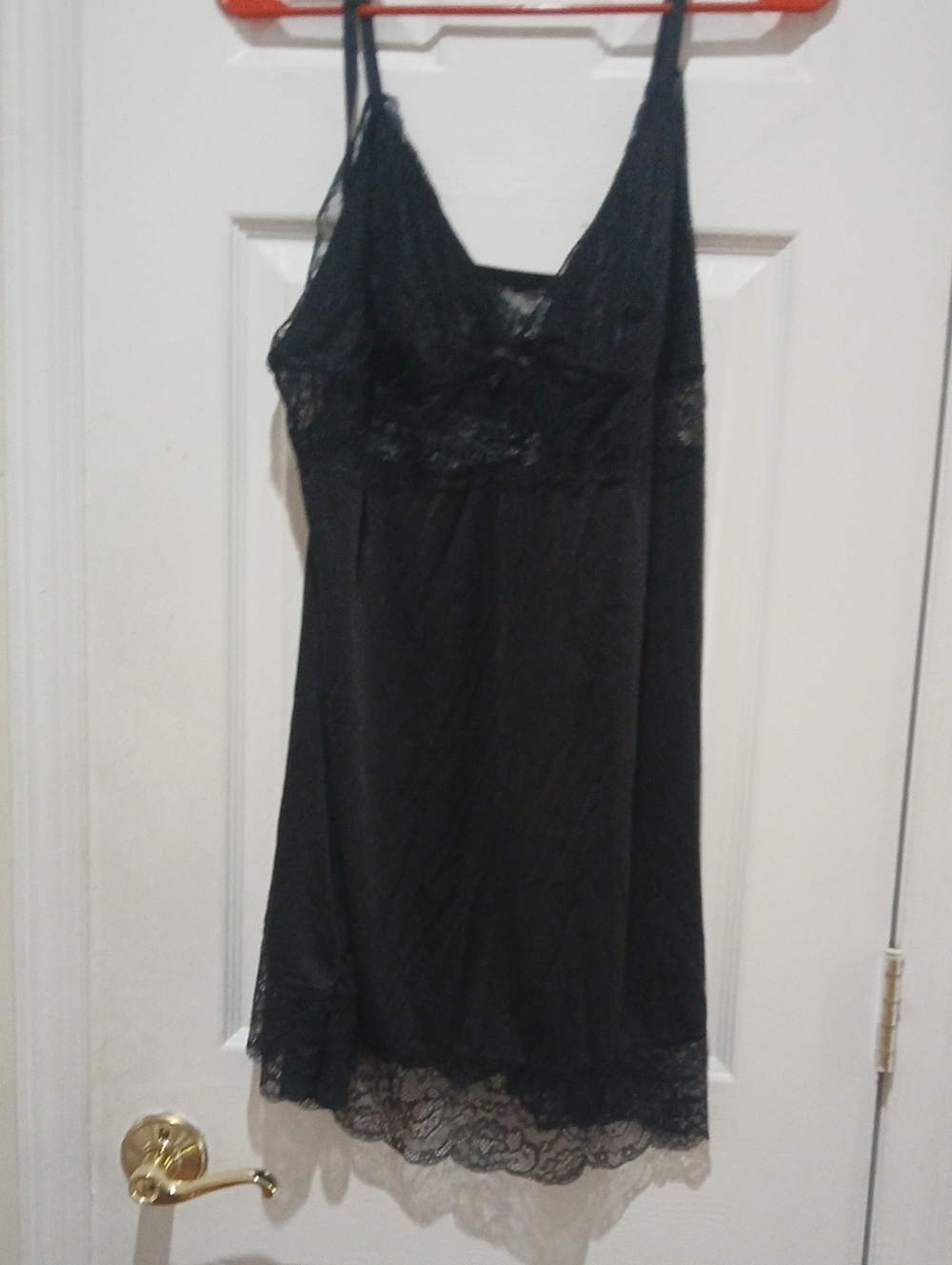 Primark Black Lace Trim Chemise Slip